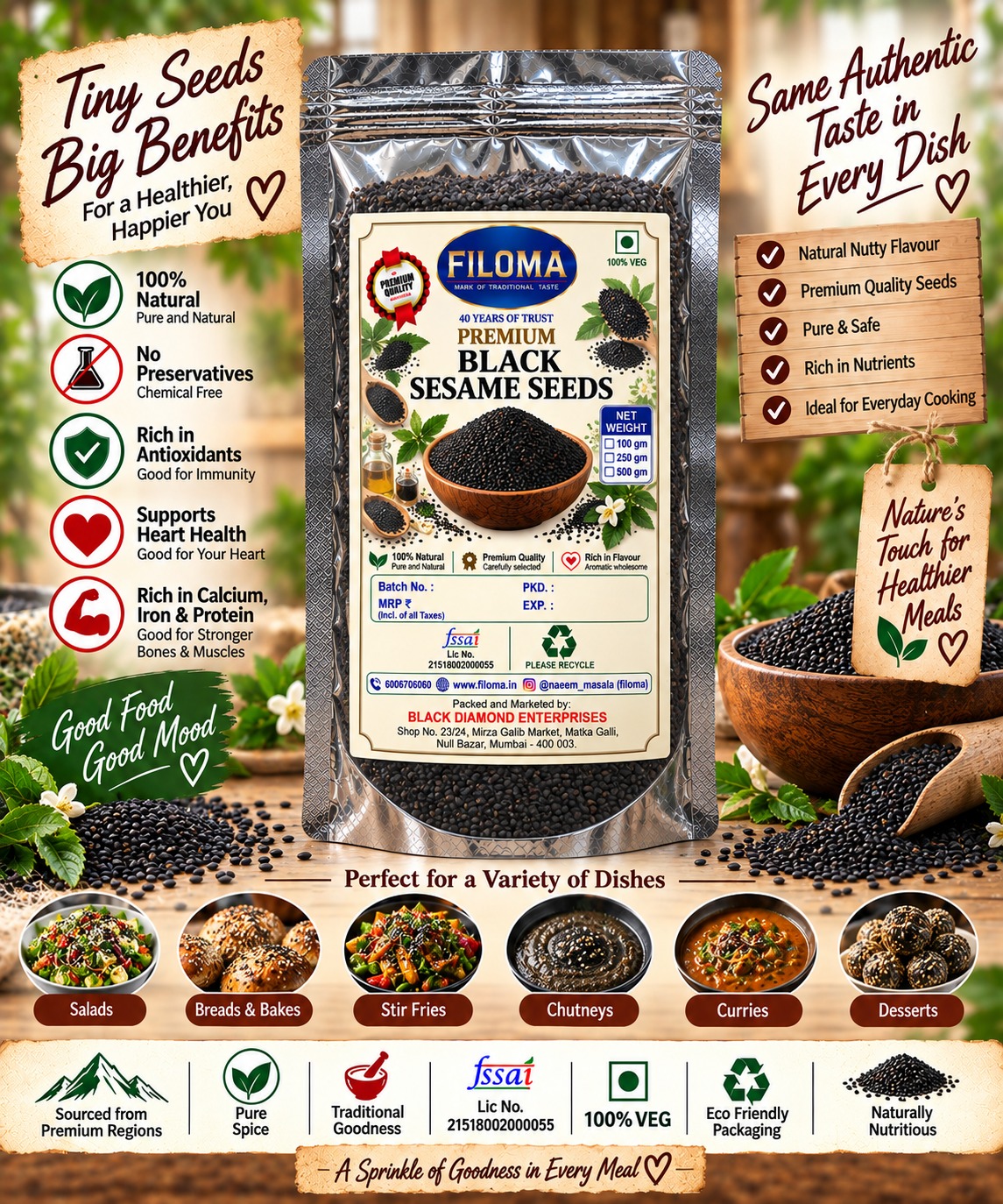 Filoma Black Sesame Seeds (Kale til) – Premium Natural Seeds