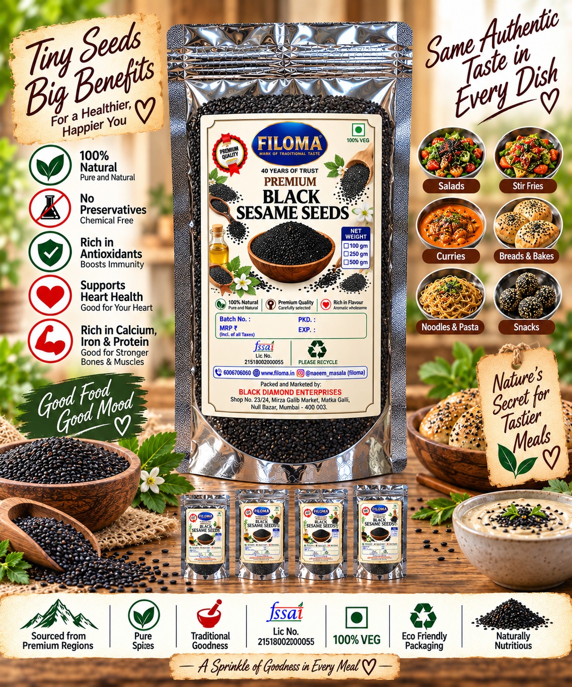 Filoma Black Sesame Seeds (Kale til) – Premium Natural Seeds