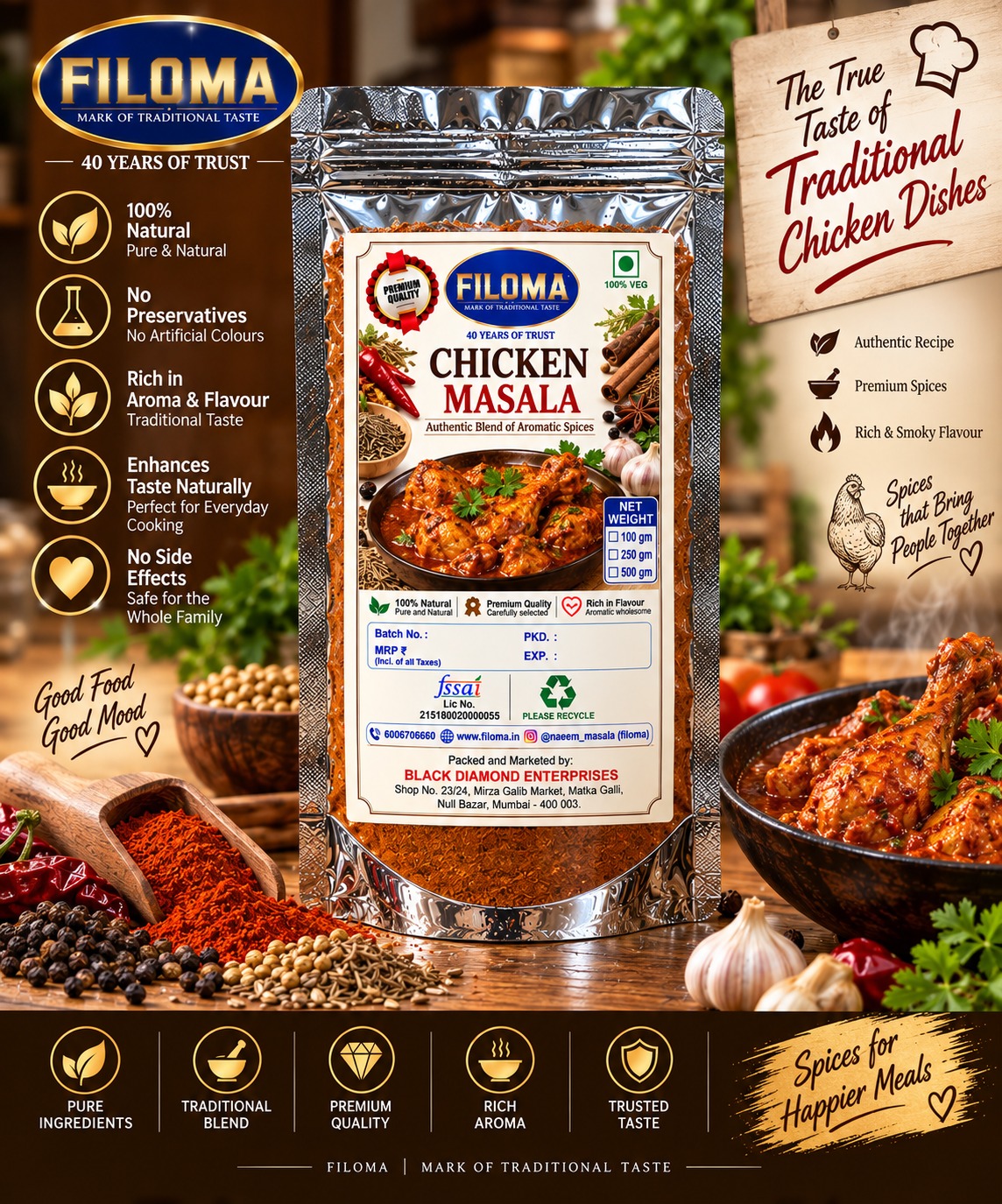 Filoma Chicken Masala (Chicken Masala Powder) – Authentic Spice Blend