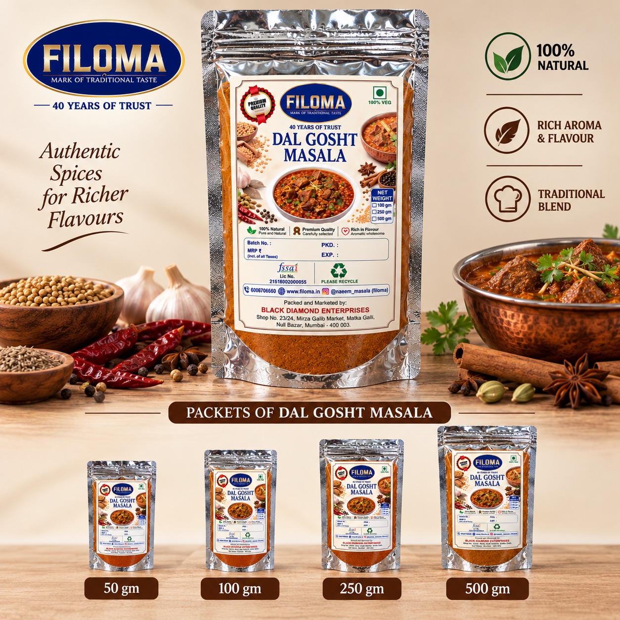 Filoma Dal Gosht Masala – Authentic Traditional Spice Blend