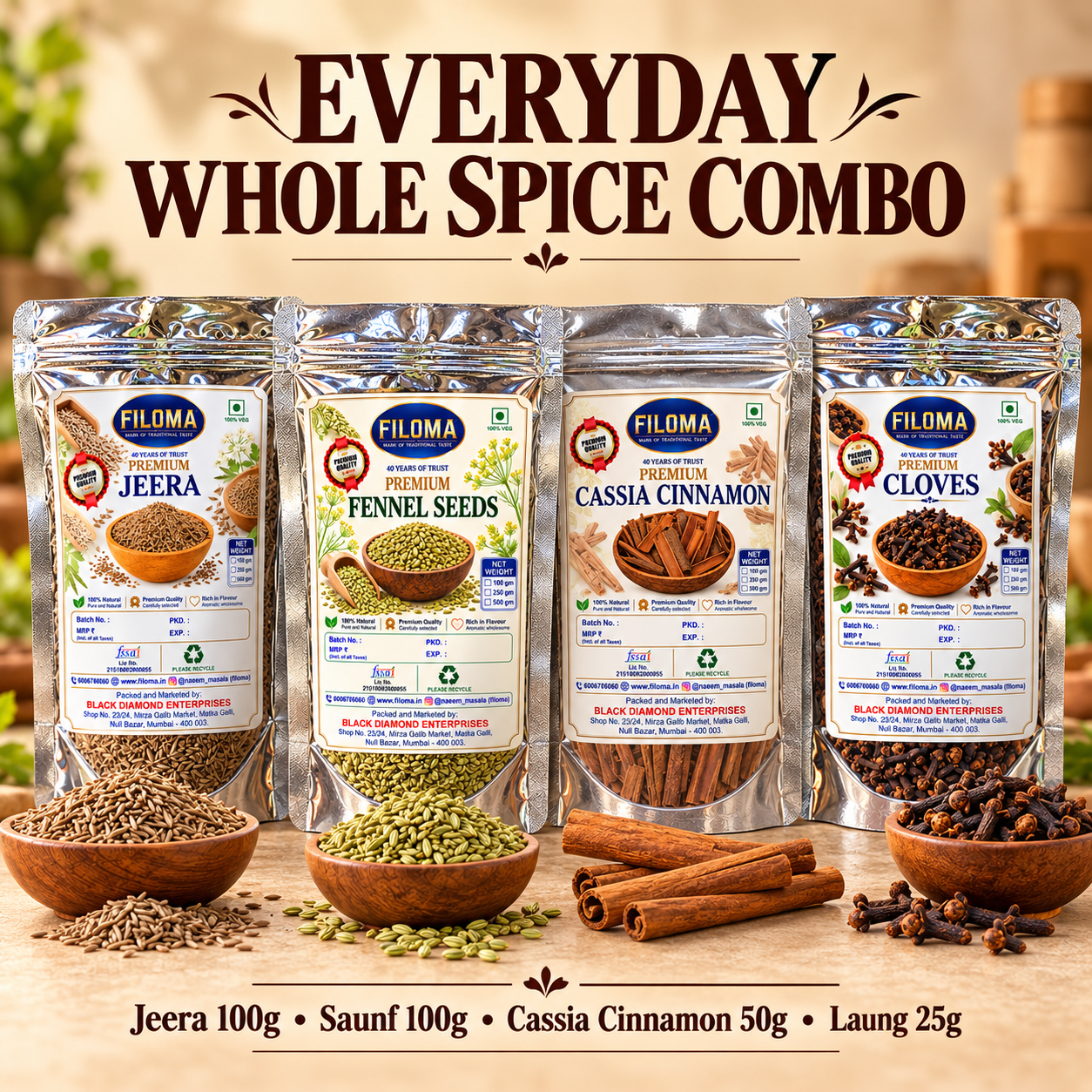 Filoma Everyday Whole Spice Combo | 4 Packs