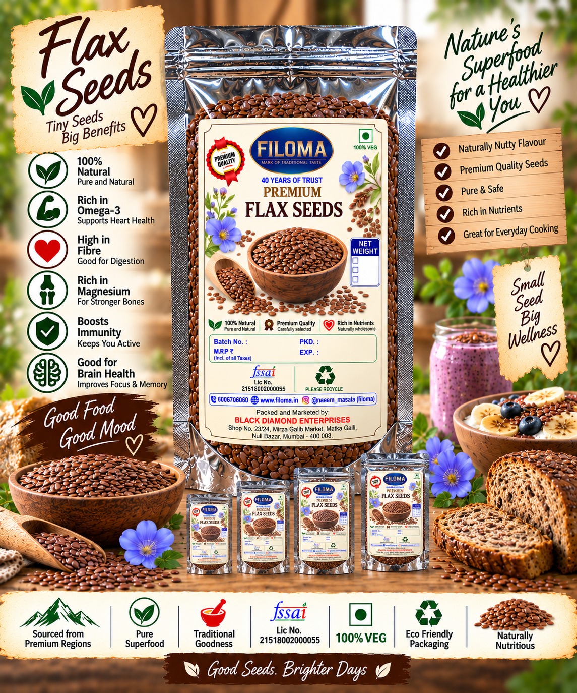 Filoma Flax Seeds – (Also k beej) Premium Natural Superfood