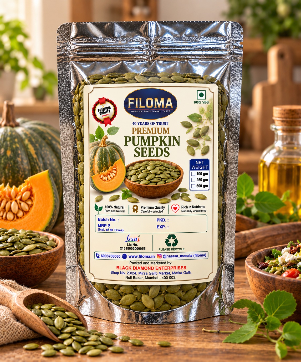 Filoma Premium Pumpkin Seeds | Natural & Nutritious Seeds (Kaddu ke beej)