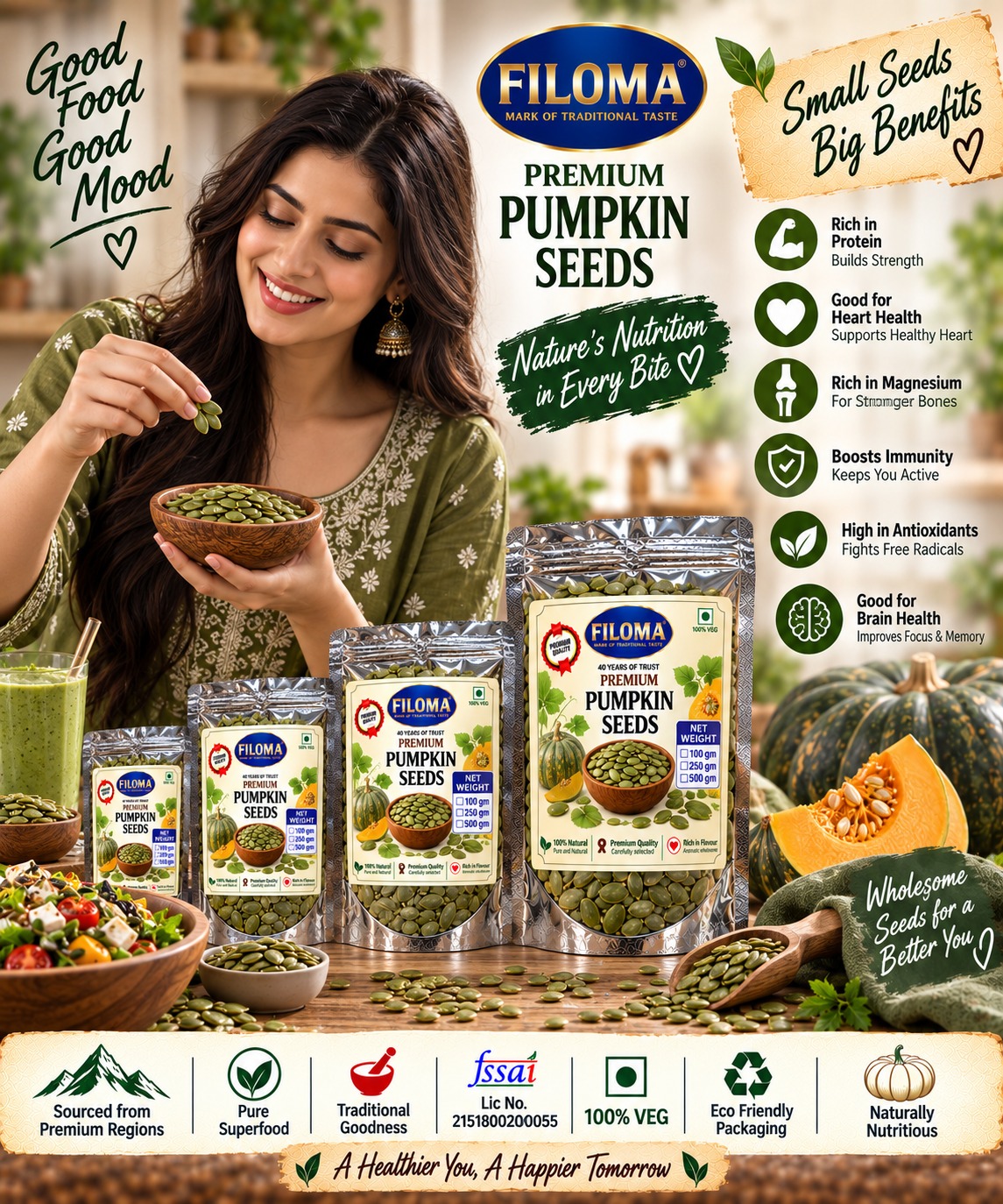 Filoma Premium Pumpkin Seeds | Natural & Nutritious Seeds (Kaddu ke beej)