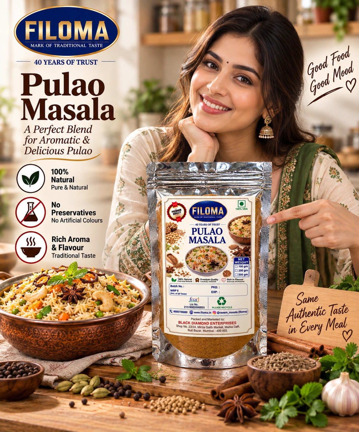 Filoma Pulao Masala – Authentic Blend for Aromatic Pulao