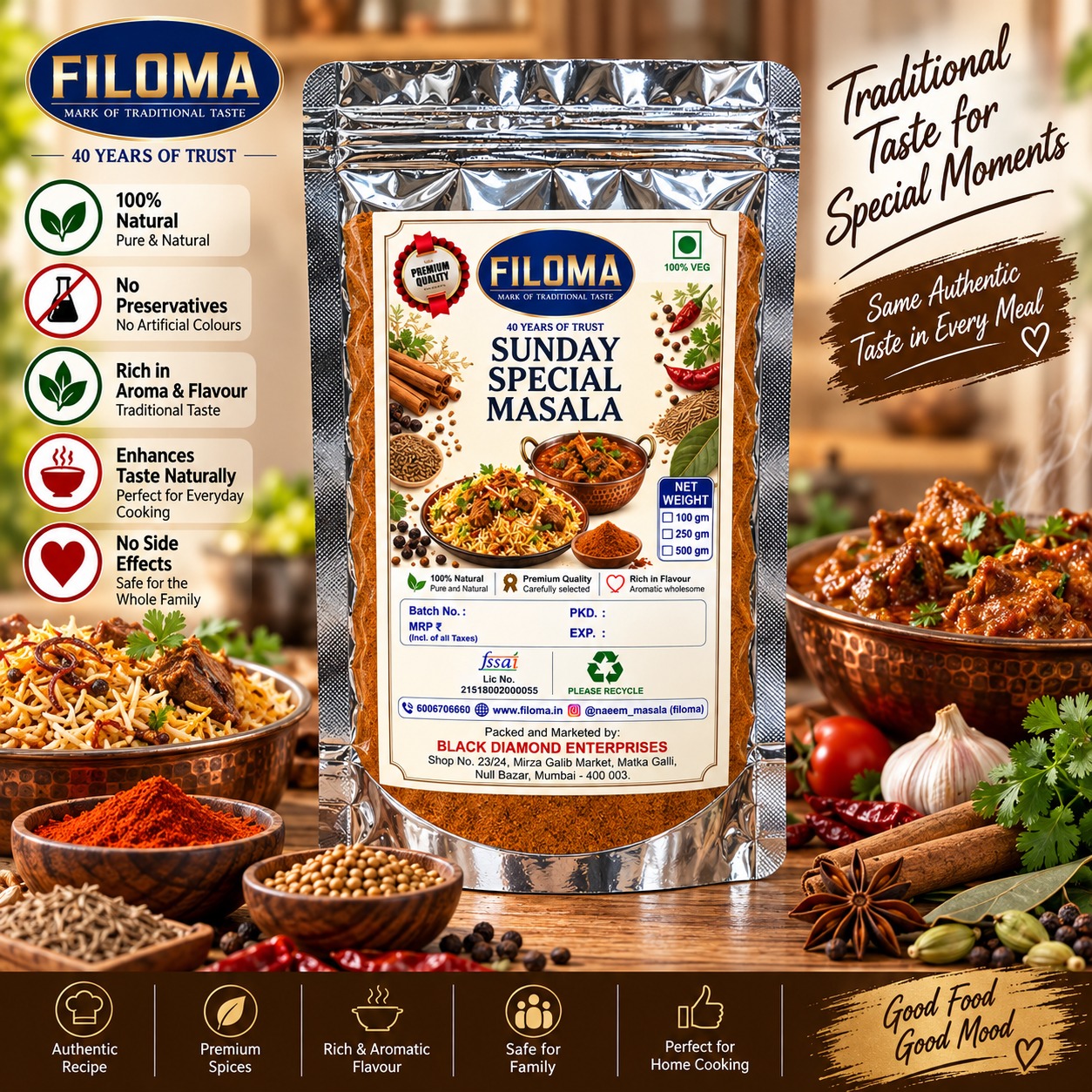 Filoma Sunday Special Masala – Authentic Blend for Special Meals