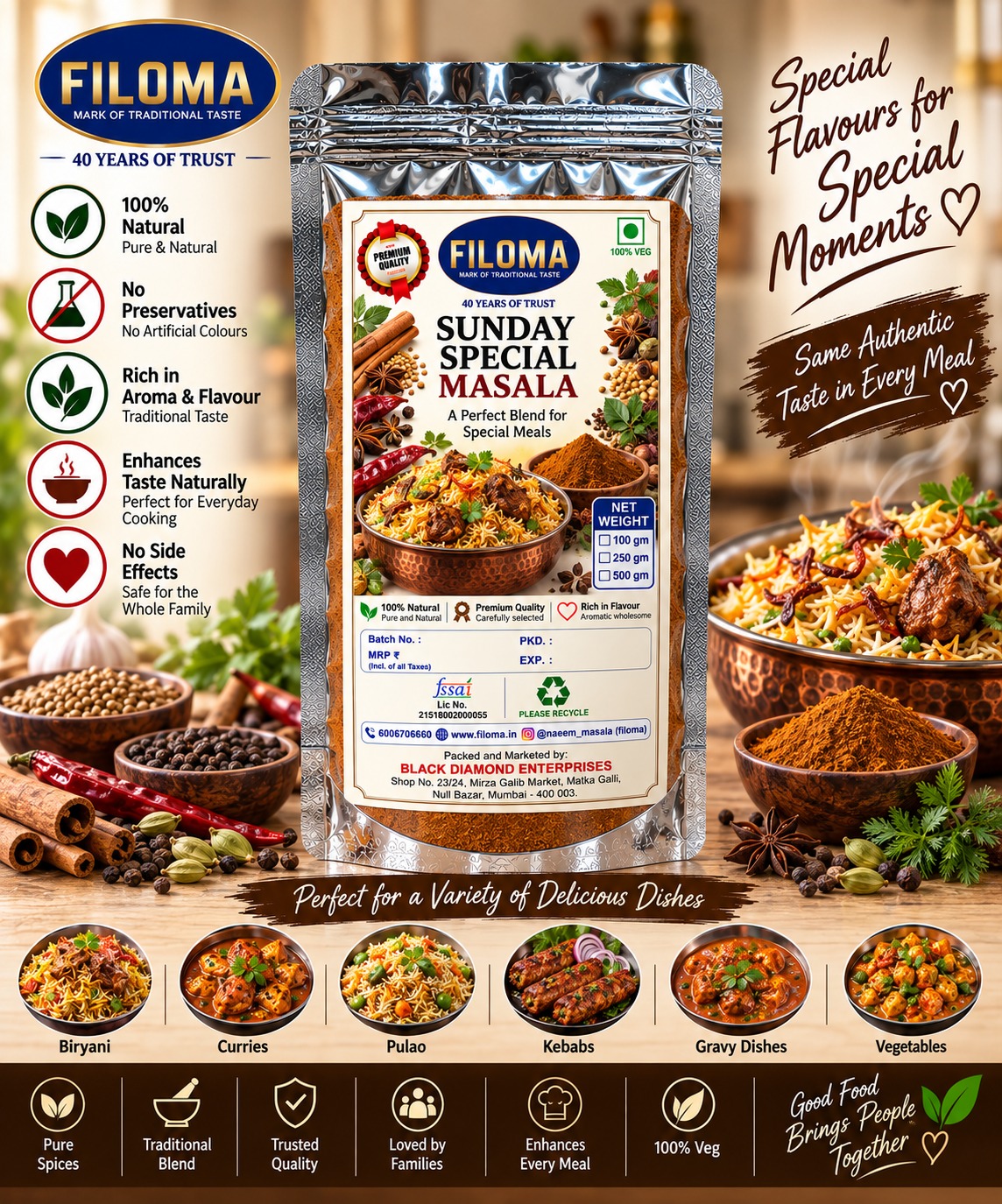 Filoma Sunday Special Masala – Authentic Blend for Special Meals