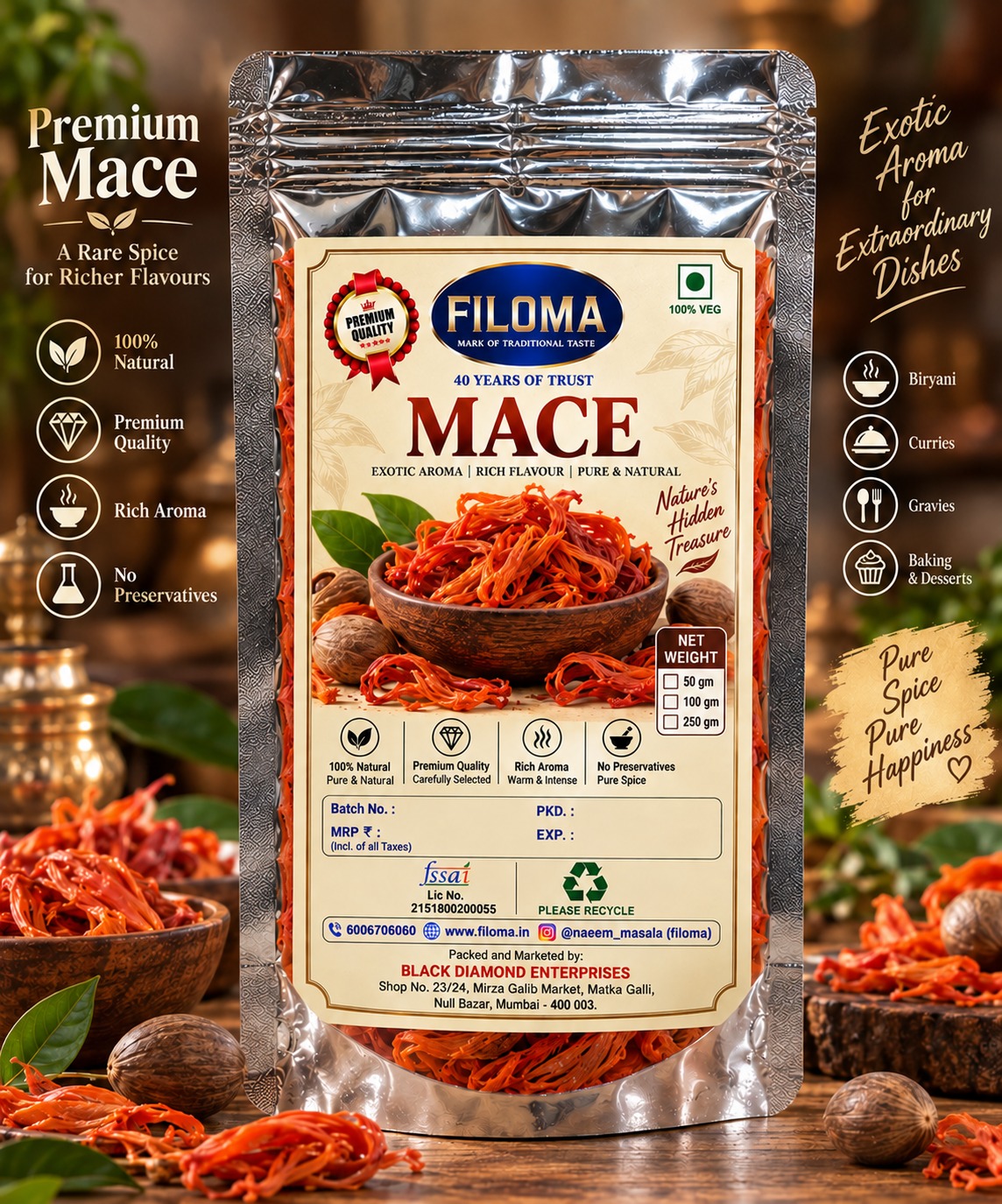 Filoma Super Mace | Premium Mace Spice for Rich Aroma & Flavour