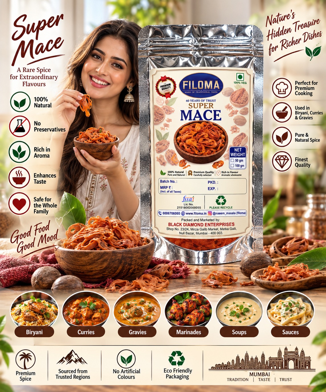 Filoma Super Mace | Premium Mace Spice for Rich Aroma & Flavour