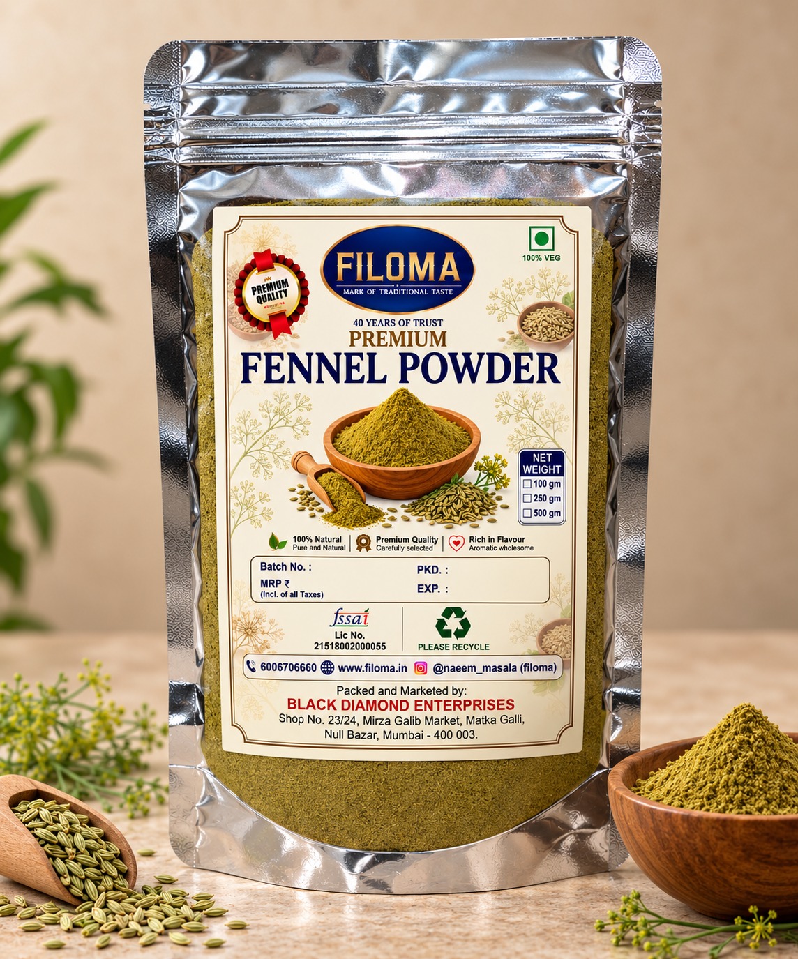 Premium Fennel Powder | Pure & Natural Saunf Powder