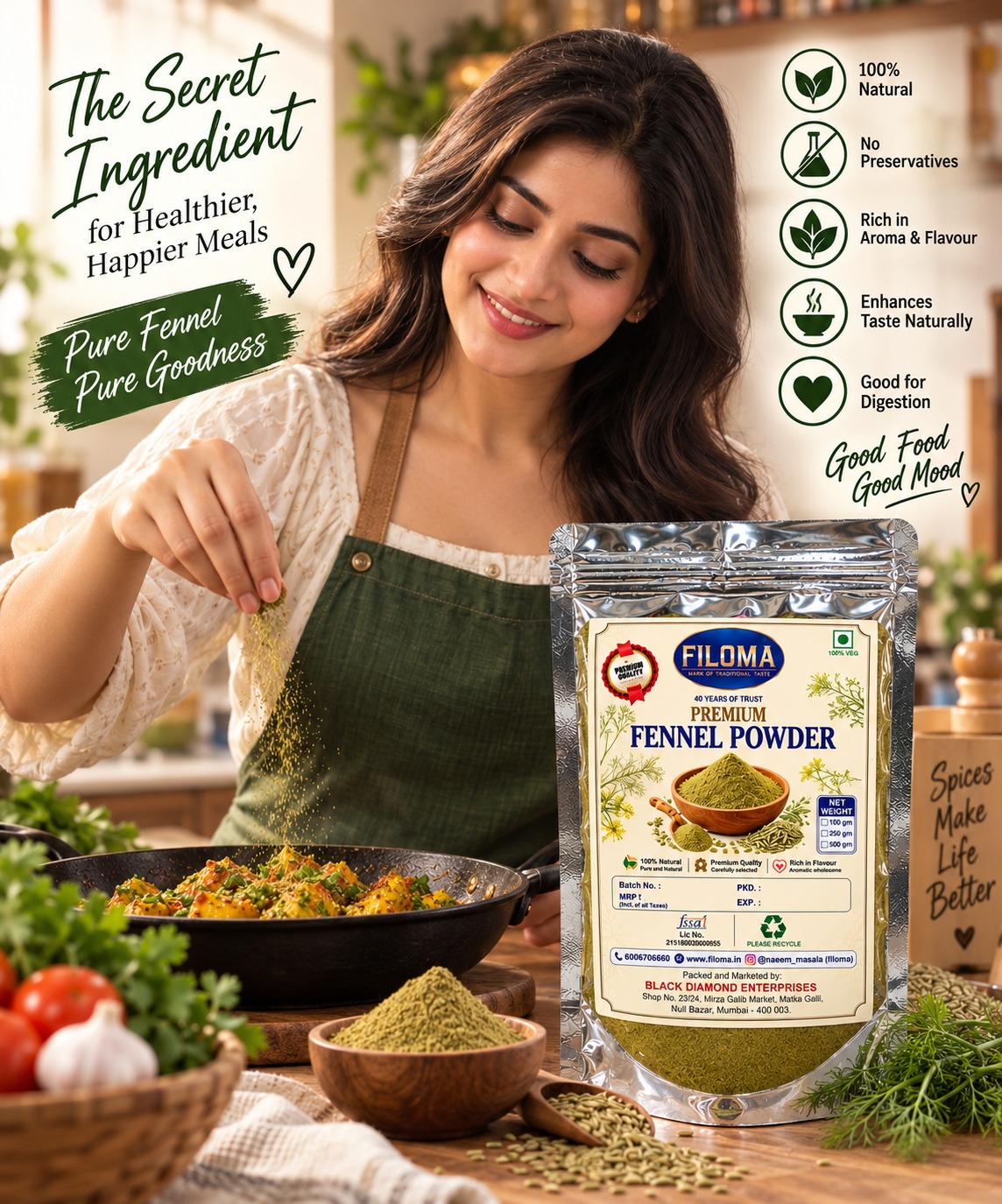 Premium Fennel Powder | Pure & Natural Saunf Powder